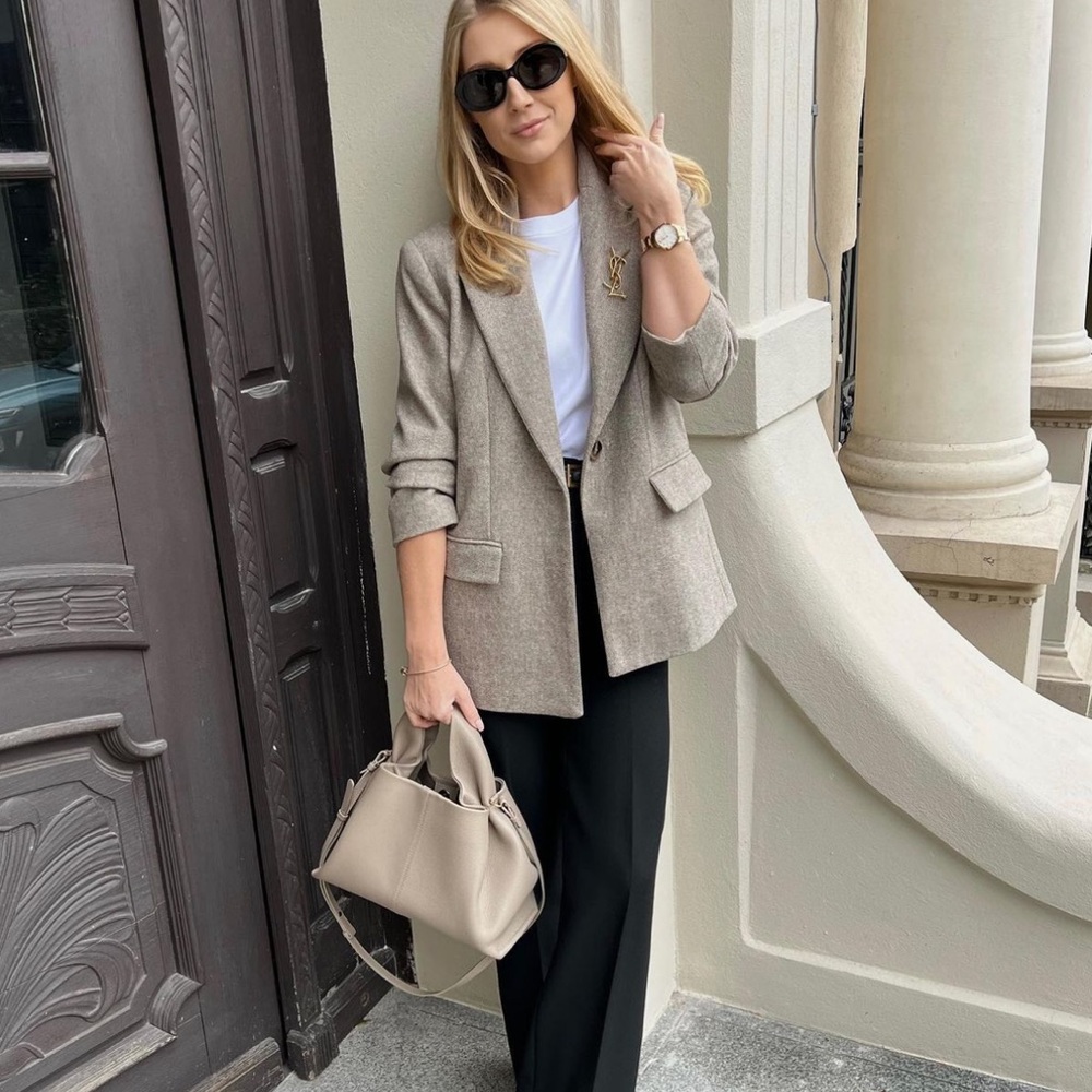 Zara Herringbone Wool Blazer - Picture 7 of 16